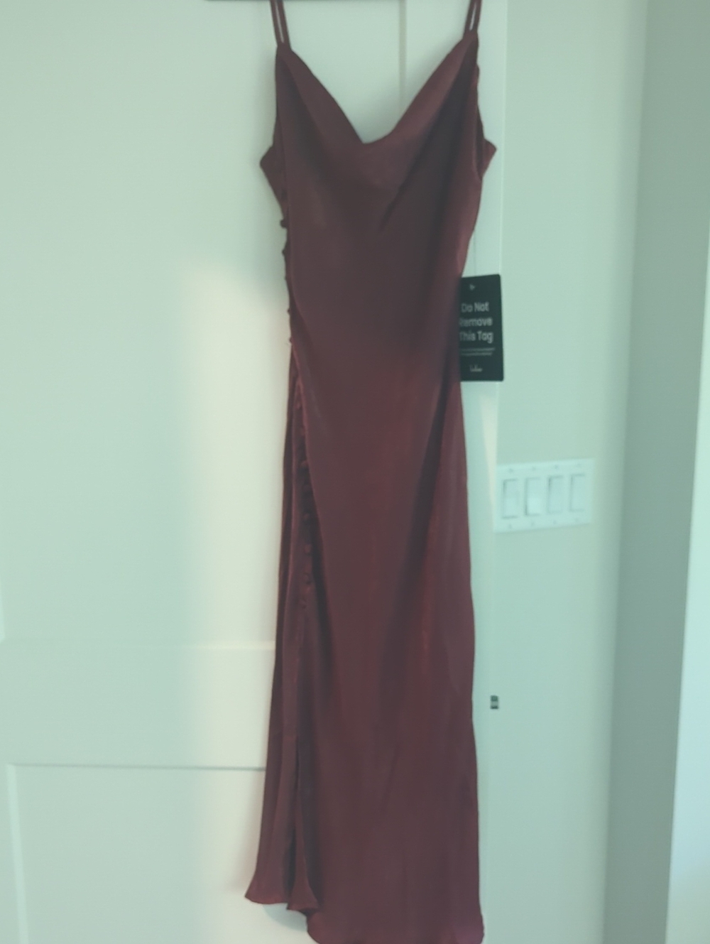 Lulu's Burgundy Satin Slip Maxi Dress Small NWT
